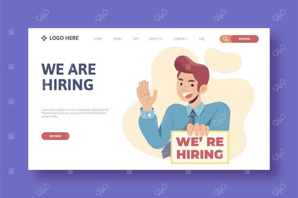 ما یک صفحه فرود مصور استخدام می‌کنیم