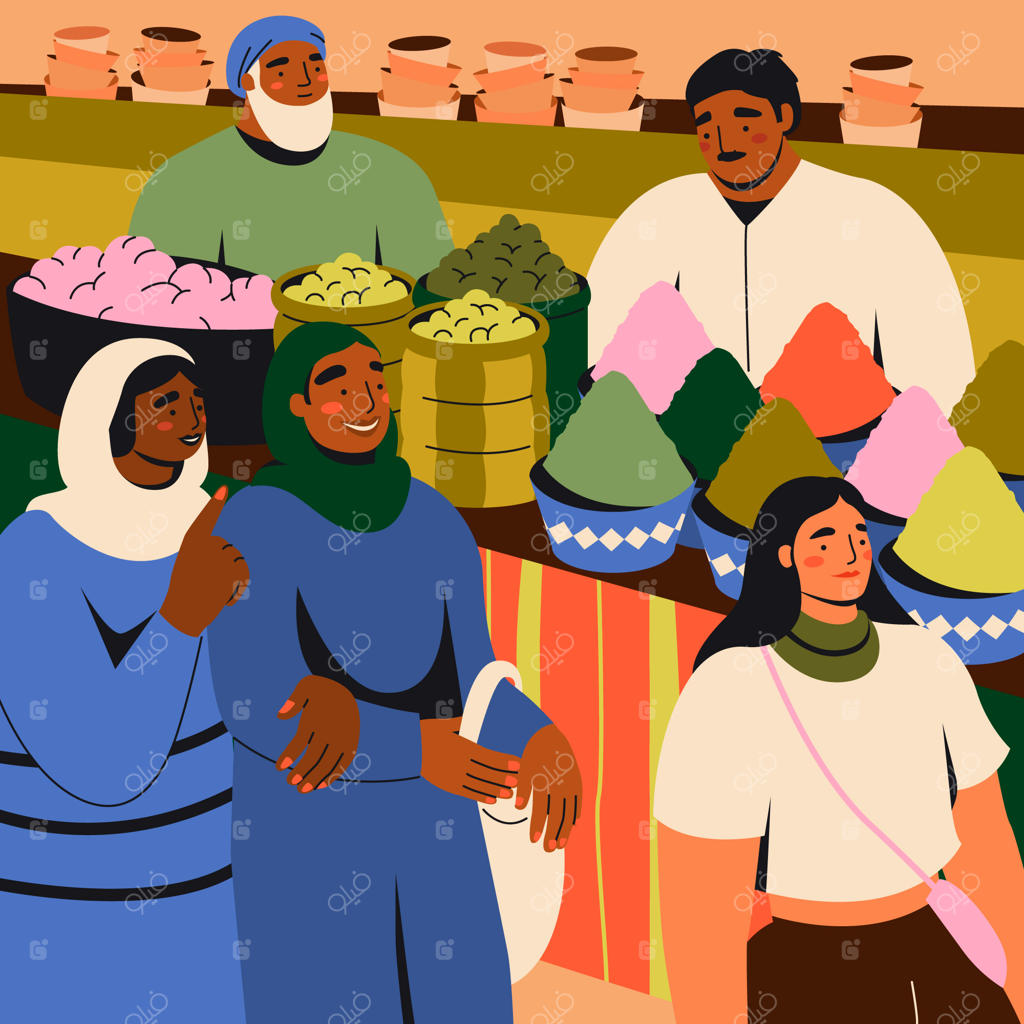 تصویرسازی دستی از بازار غذای خیابانی