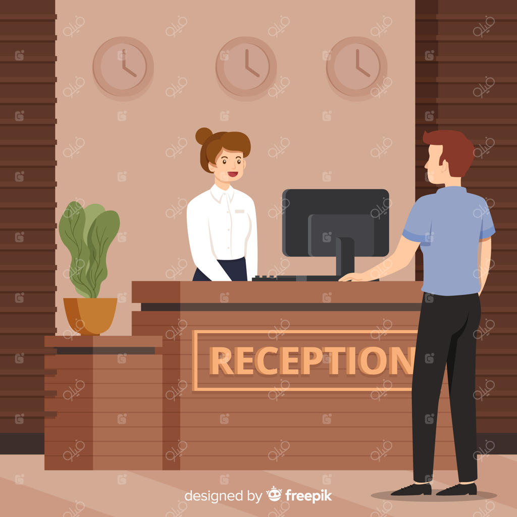 مسئول پذیرش در حال رسیدگی به مشتری