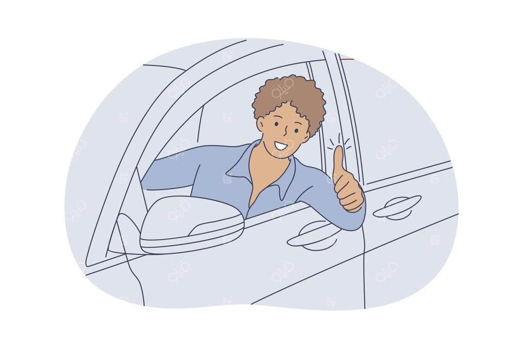 مفهوم خرید خودرو، رانندگی و تأیید