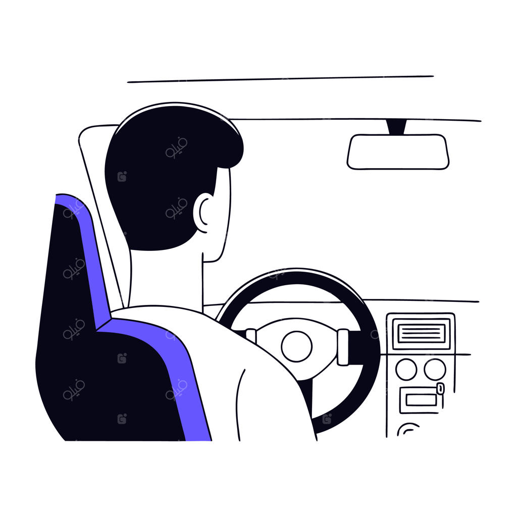 تصویرسازی خطی و هنری از مرد در حال رانندگی