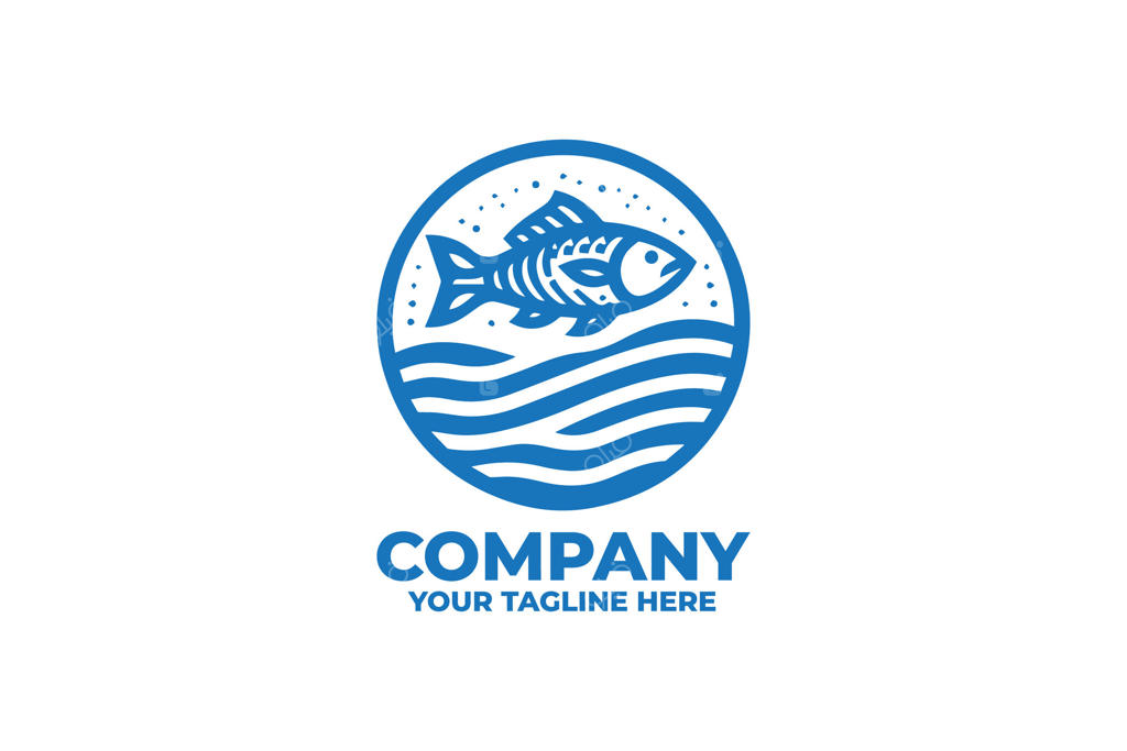 لوگوی نشان موج ماهی به سبک رترو