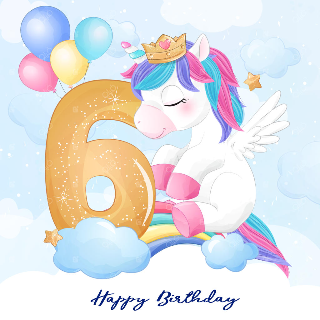 تصویرسازی تک‌شاخ بامزه با شماره‌گذاری