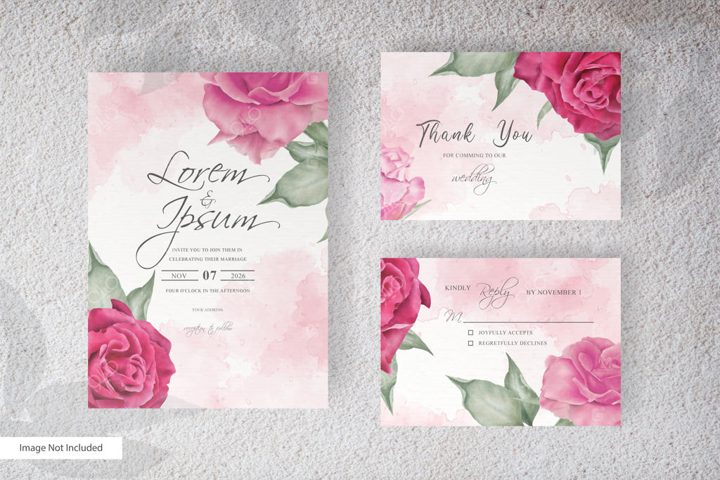 کارت دعوت عروسی شیک با طراحی گل‌ها و برگ‌های آبرنگی زیبا