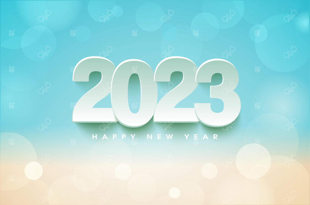 سال نو ۲۰۲۳ مبارک با پس‌زمینه‌ای زیبا از حباب‌ها.