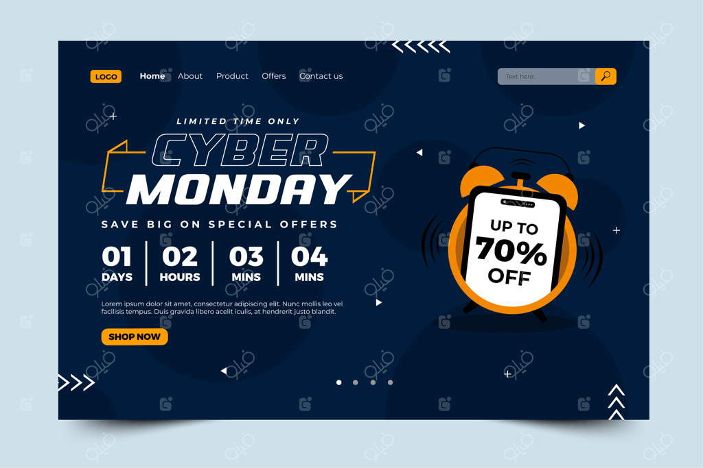 قالب طراحی صفحه فرود برای سایبر ماندی