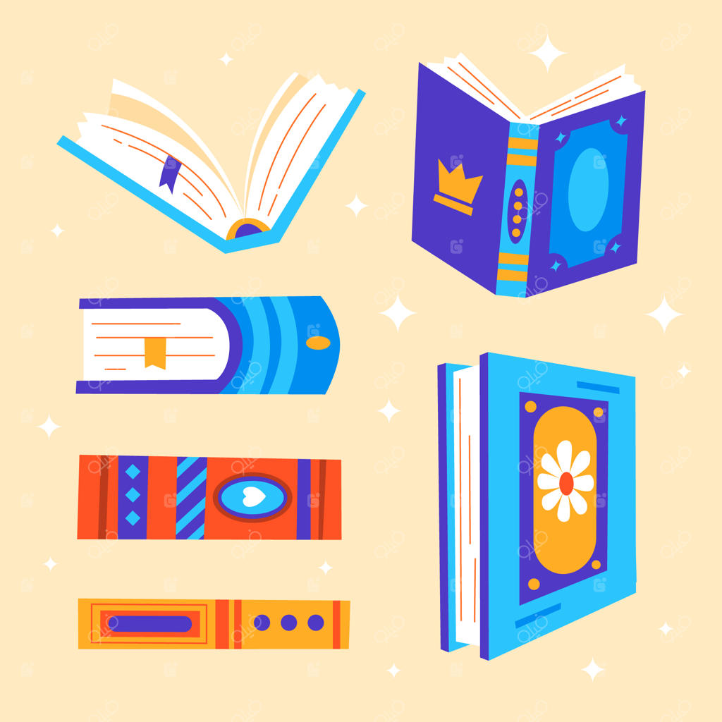 تصویرسازی دستی مجموعه کتاب