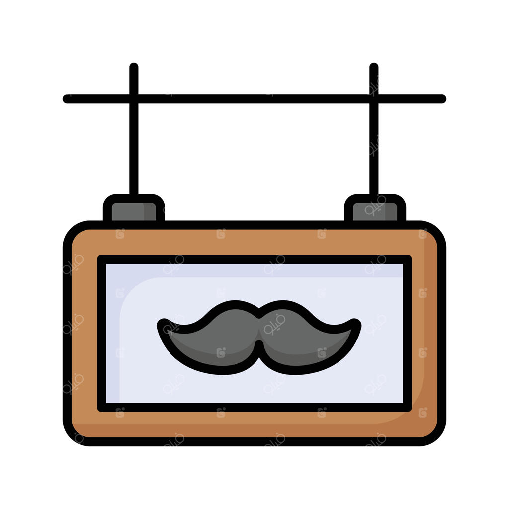 تابلوی چوبی با سبیل‌ها: نماد مفهومی تابلوی سالن، طراحی برد تابلوی آرایشگاه