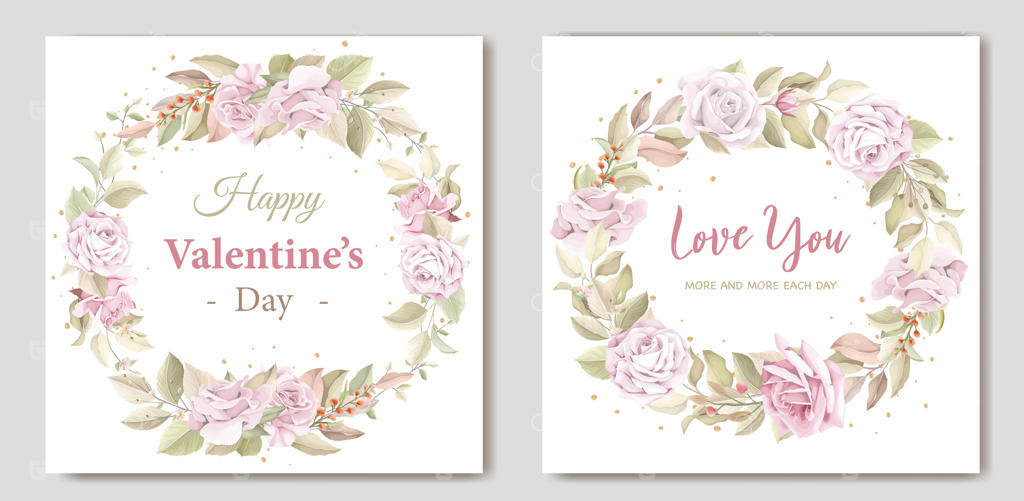 کارت تبریک عاشقانه با حلقه گل روز ولنتاین