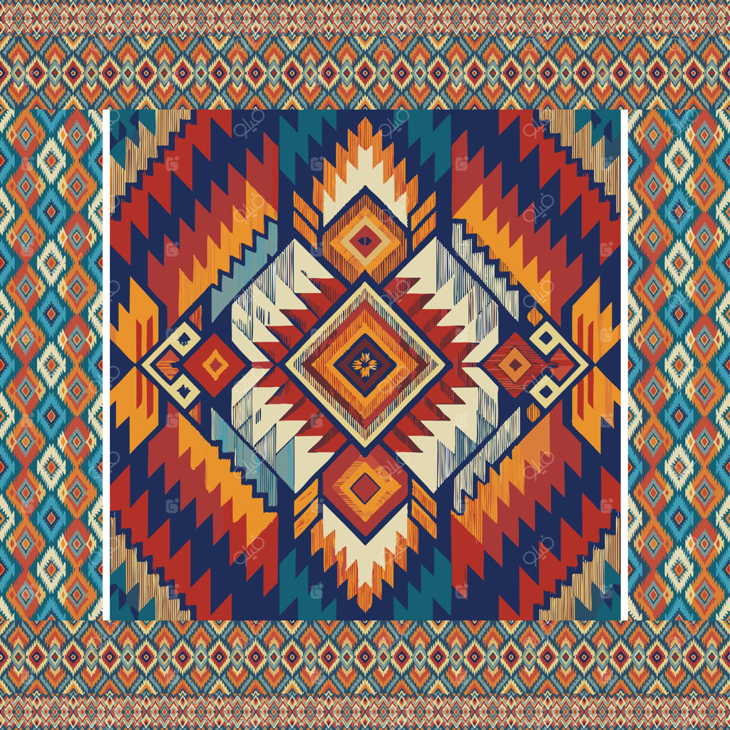 وکتور حرفه‌ای پترن قبیله‌ای هندسی و رنگارنگ جذاب