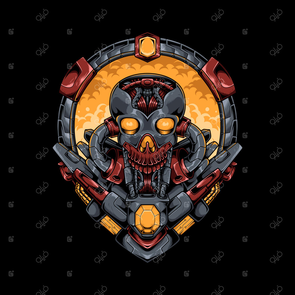 استایل ربوتیک سایبورگ با سر اسکلت