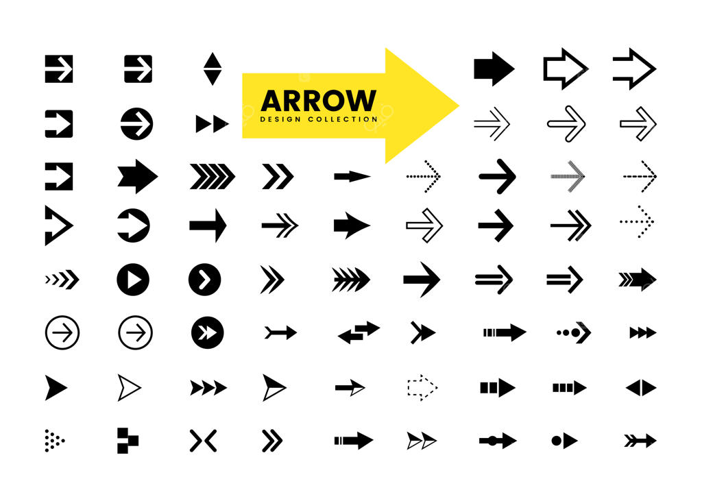 مجموعه کامل وکتور فلش‌های سیاه متنوع با استایل فلت