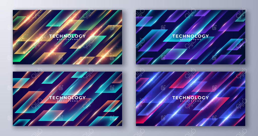 مجموعه‌ای از پس‌زمینه‌های هندسی و آینده‌نگر انتزاعی.