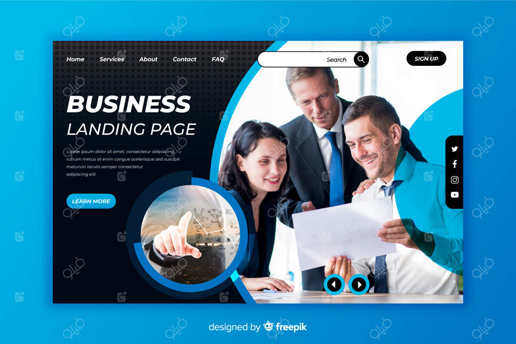 صفحه فرود مدرن برای کسب‌وکار با عکس