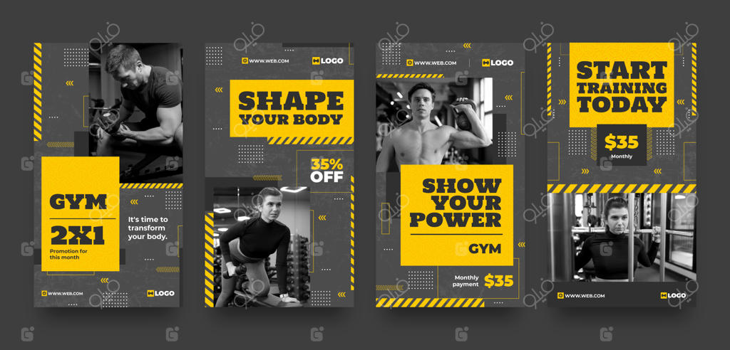استوری‌های اینستاگرام با طراحی تخت برای تمرین در باشگاه