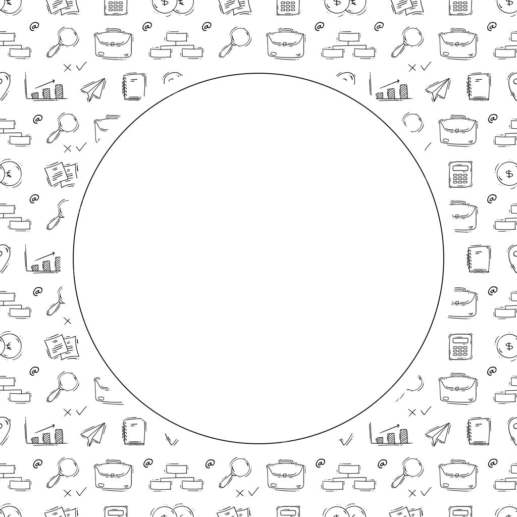 پس‌زمینه قاب دایره‌ای با طرح‌های دودل کسب و کار و استارتاپ