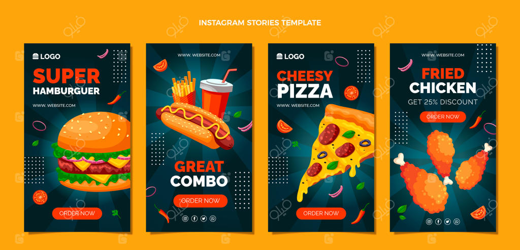 استوری‌های اینستاگرام فست فود با طراحی مینیمال