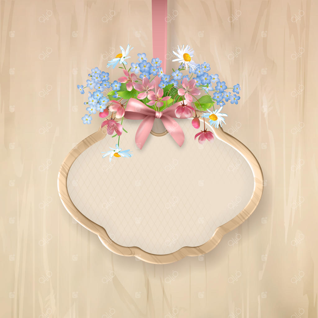 قاب چوبی گلدار با تنوعی از گل‌های وحشی