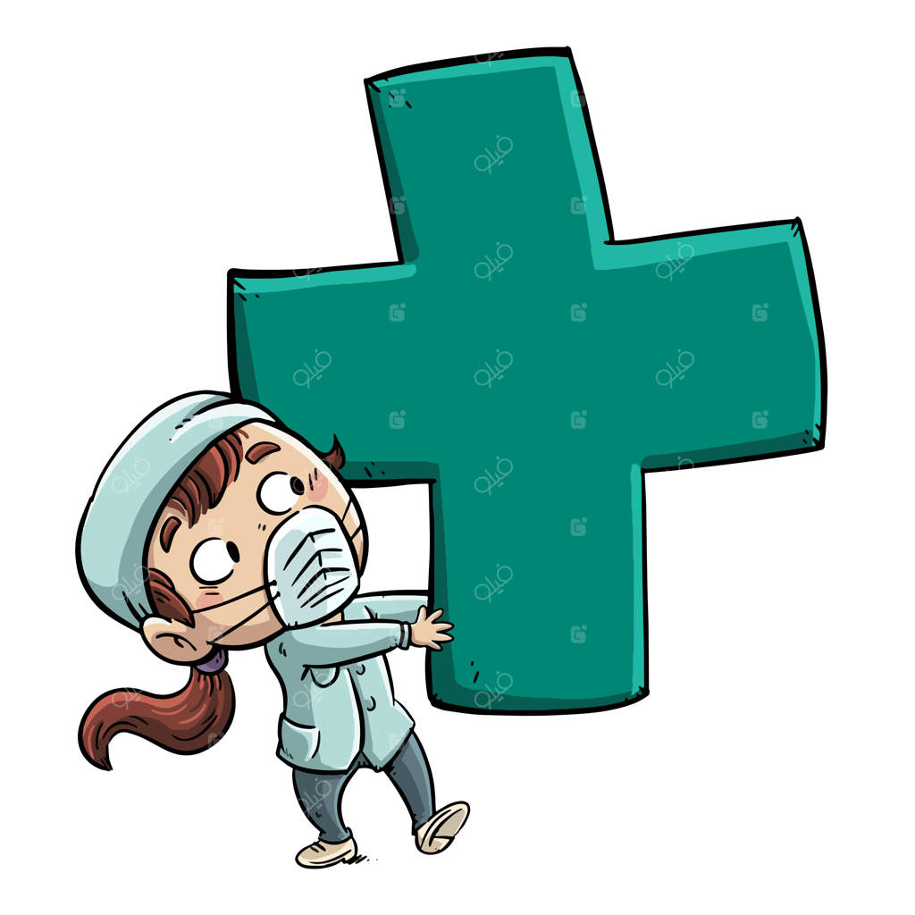 پرستار دختر با صلیب سبز بزرگ