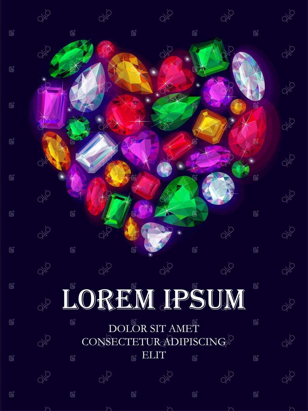 کارت وکتوری با سنگ‌های قیمتی