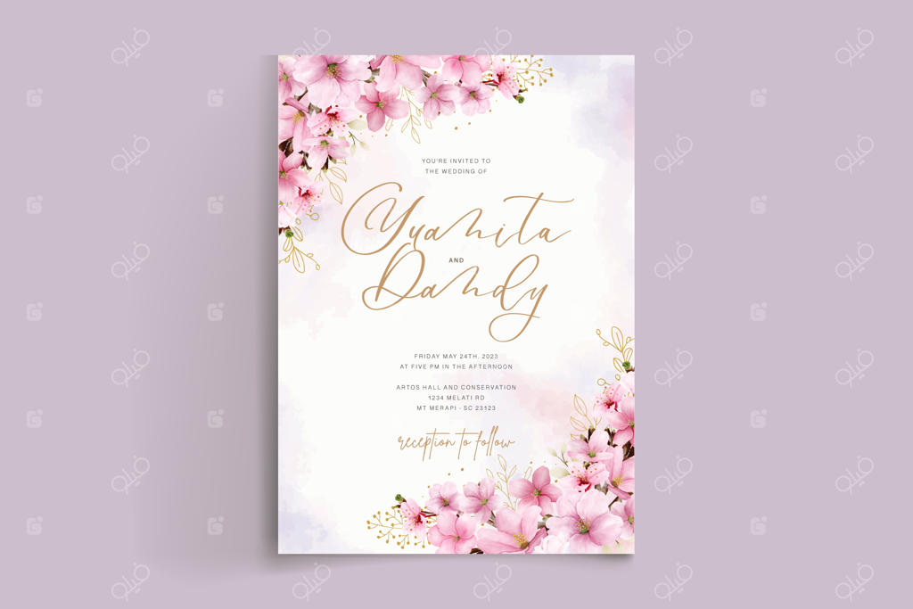 قالب کارت دعوت شکوفه گیلاس