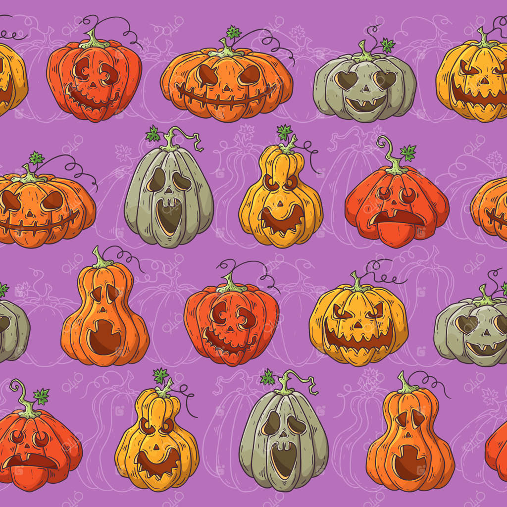 طرح پترن وکتور دست‌کشیده با کدوهای هالووین.