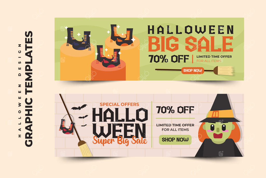 قالب طراحی گرافیکی ساده و شیک برای هالووین که به‌راحتی قابل سفارشی‌سازی است