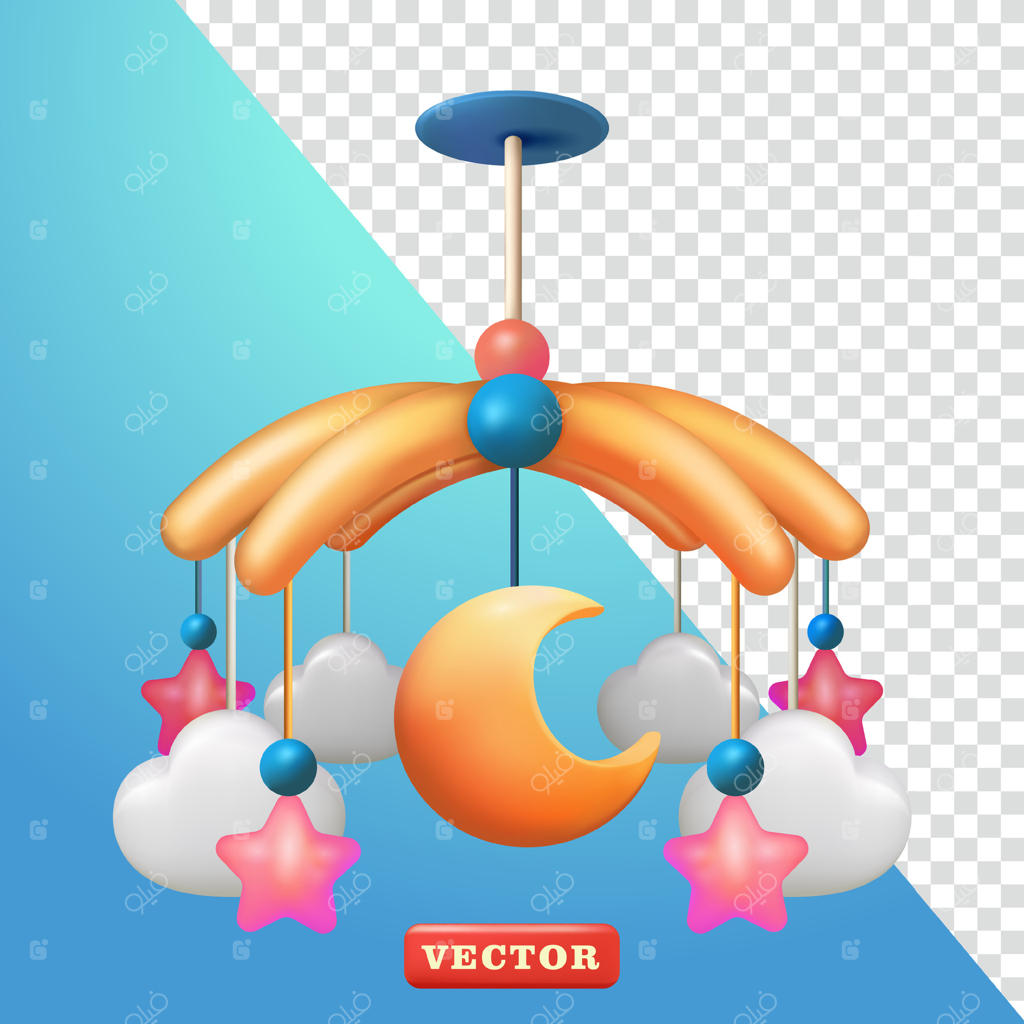 آویز اسباب‌بازی سه‌بعدی نوزاد، مناسب برای طراحی داخلی و تزئینی