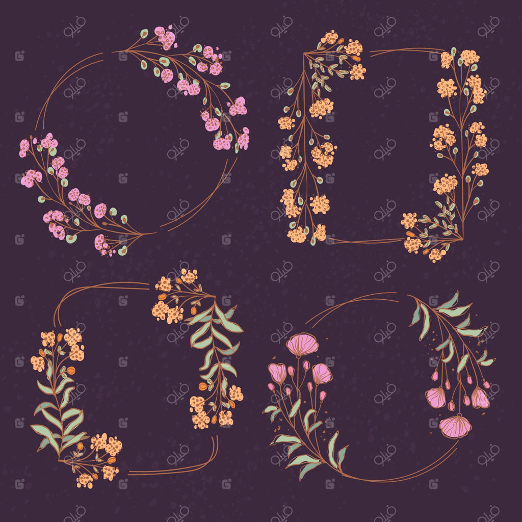 مجموعه قاب‌های گل‌دار دست‌ساز