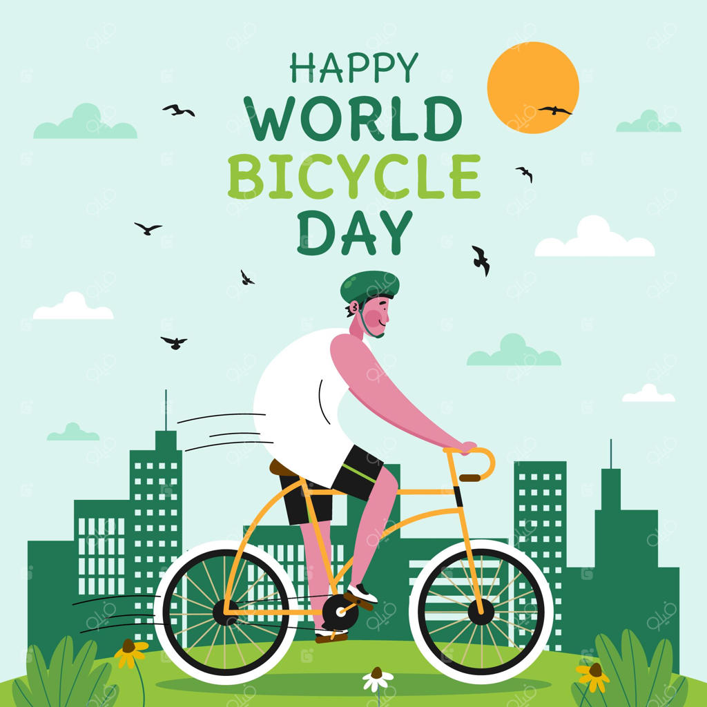 تصویرسازی روز جهانی دوچرخه سواری دستی کشیده شده