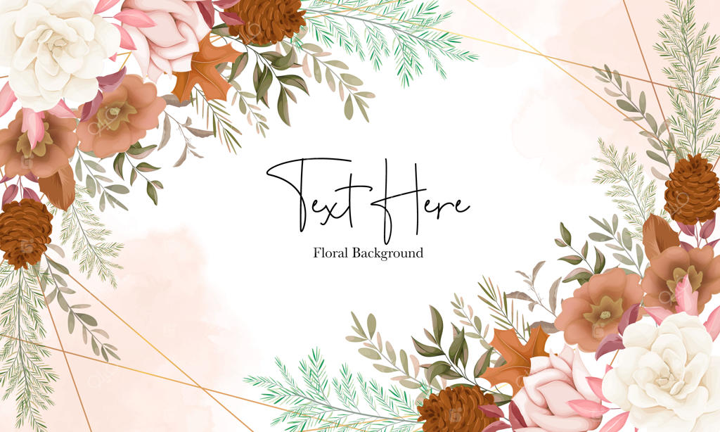 پس‌زمینه شیک پاییزی با گل رز و کاج