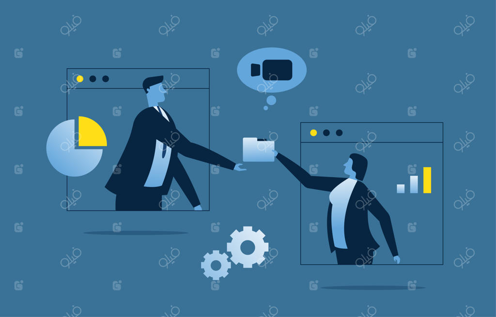 تاجران در تیم شرکت برای موفقیت کسب و کار با هم همکاری می‌کنند