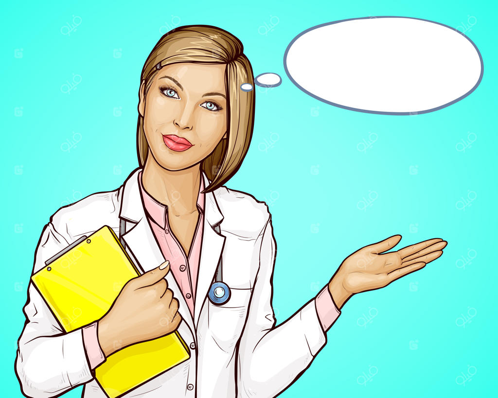 پزشک با گوشی پزشکی و کتاب در حال خوش‌آمدگویی به بیماران