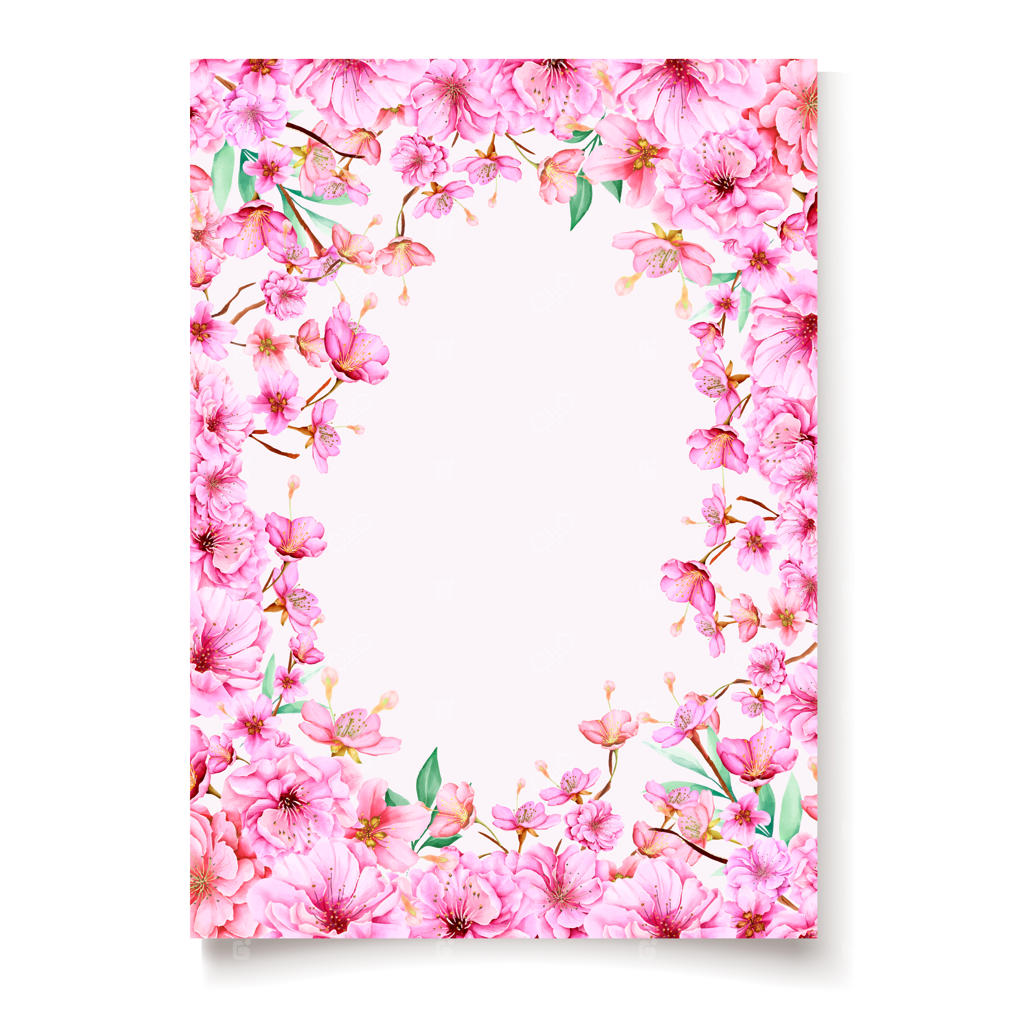 قالب دعوت‌نامه عروسی با شکوفه‌های گیلاس شیک