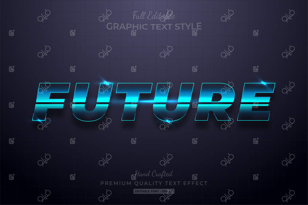 درخشش آینده: سبک فونت با قابلیت ویرایش در رنگ آبی