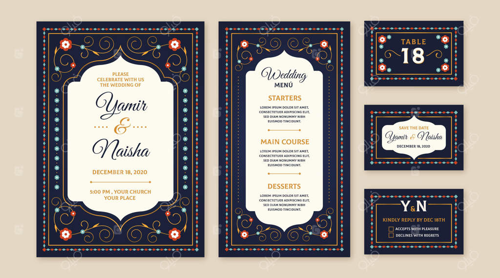 طراحی لوازم تحریر ویژه مراسم عروسی هندی