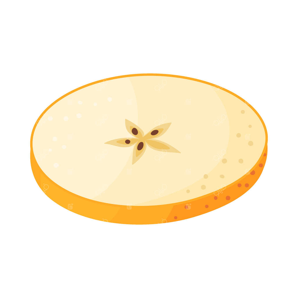 برش سیب زرد رسیده، میوه تازه باغ. کلیپ‌آرت غذای دست‌کشیده. برش سیب زرد تازه، سبک مسطح بر روی پس‌زمینه شفاف. آیکون گلدن دلیشس