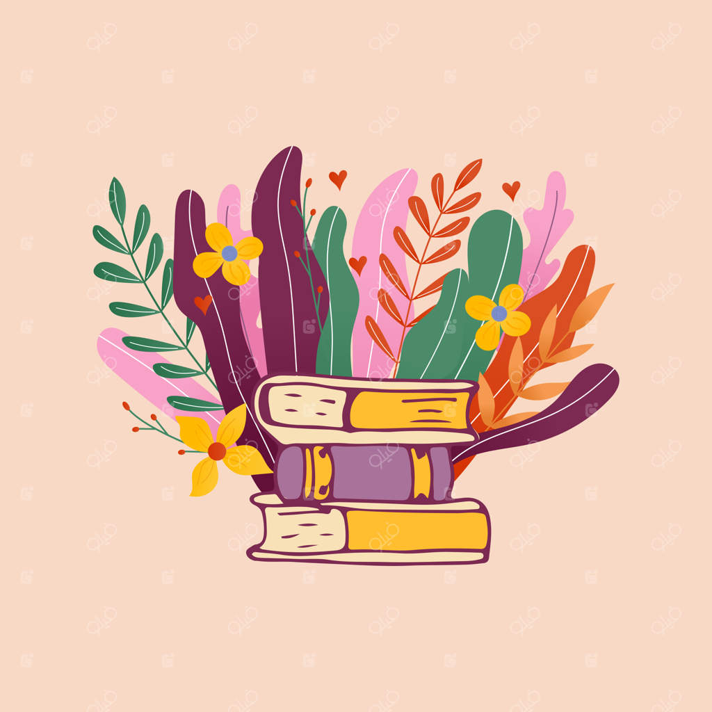 نوشته‌های دستی باشگاه کتاب برای دعوت‌نامه و کارت تبریک، تبلیغات، چاپ، بروشور، جلد و پوسترها. تصویر وکتور قدیمی با طرح برگ‌های گلدار