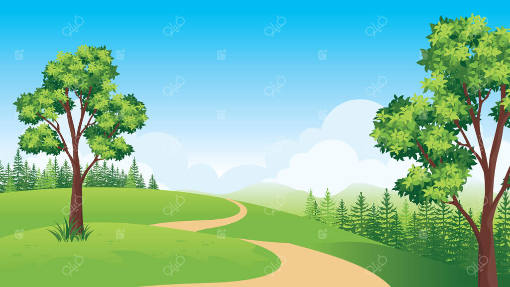 منظره زیبای طبیعت با جاده‌ای روستایی، چشم‌انداز تابستانی به سبک ساده