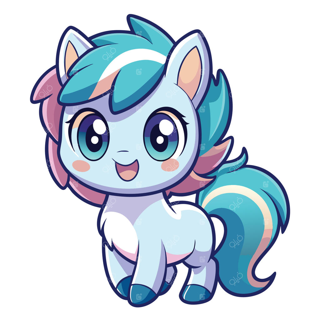 پونی کوچولوی بامزه با موهای آبی و صورتی