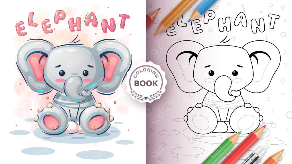 شخصیت کارتونی بامزه - فیل. فایل وکتور EPS 10