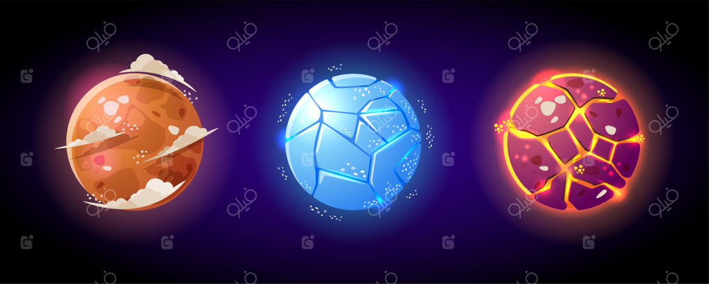 طراحی‌های متنوع سیارات فضایی برای تولید کارتون و بازی یا پروژه‌های چاپی