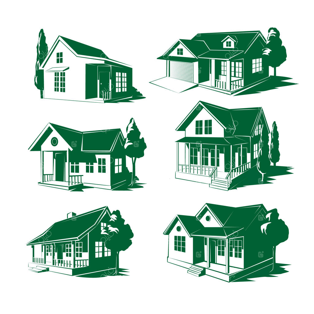 مجموعه سیلوئت خانه‌های دست‌کشیده