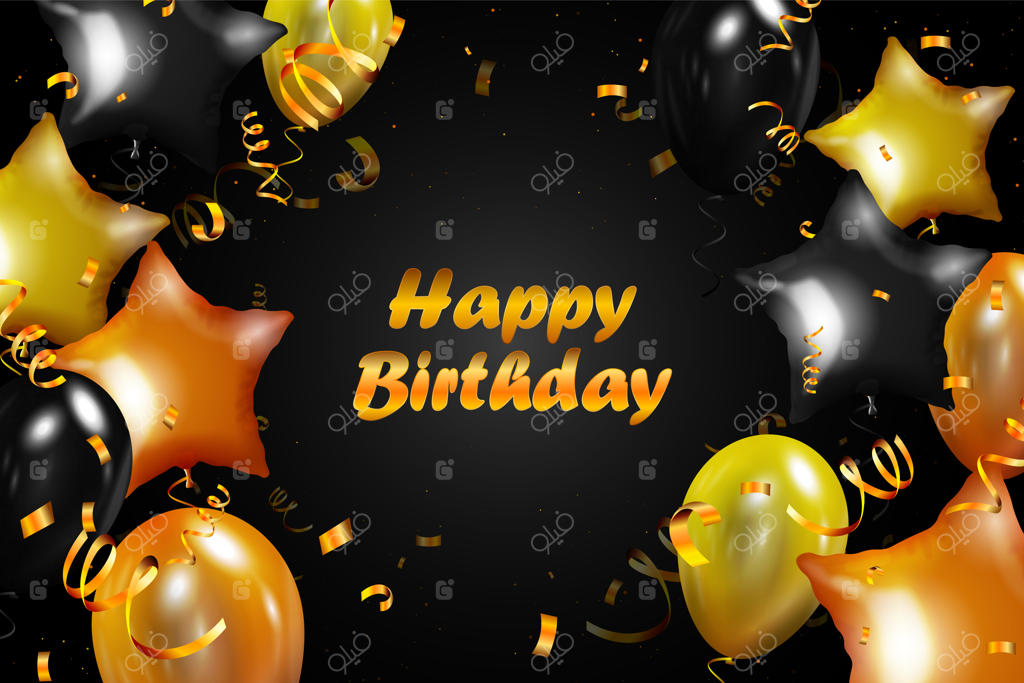 پس‌زمینه تولدت مبارک با بادکنک‌های لوکس و واقعی. تصویر برداری.