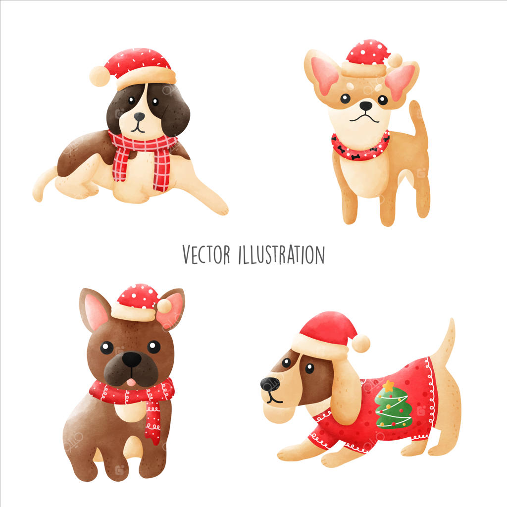 تصویرسازی وکتوری سگ بامزه تولدی با آبرنگ