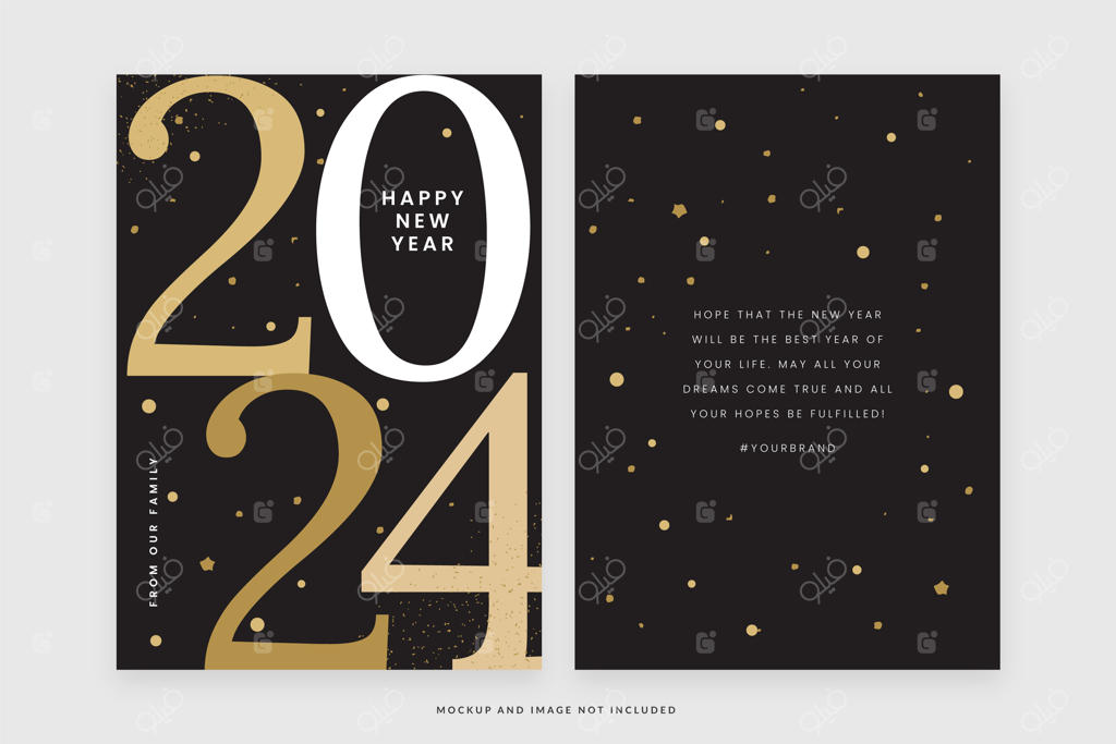 قالب فلایر شب سال نو: مهمانی لوکس مشکی و طلایی در قالب وکتور