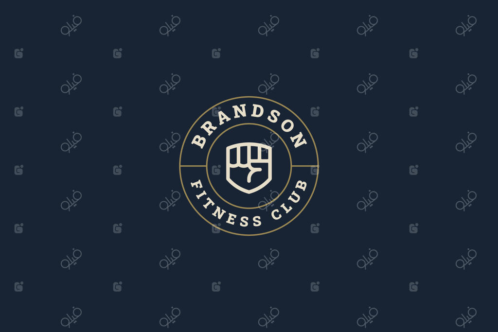 قالب طراحی لوگوی مینیمالیستی باشگاه تناسب اندام - مشت ورزشی در دایره به سبک رترو