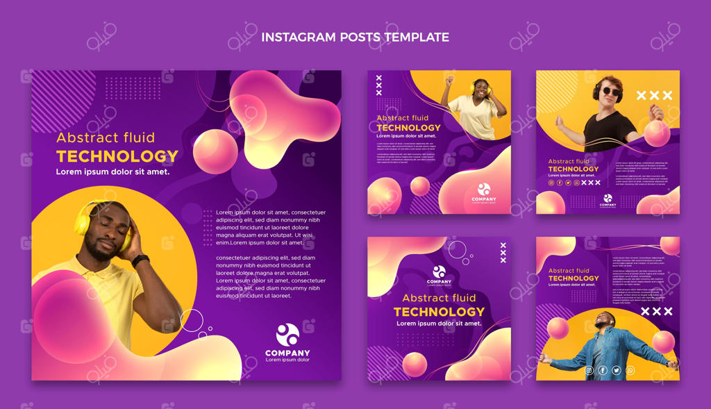 پست اینستاگرام تکنولوژی با طرح گرادینت انتزاعی و سیال
