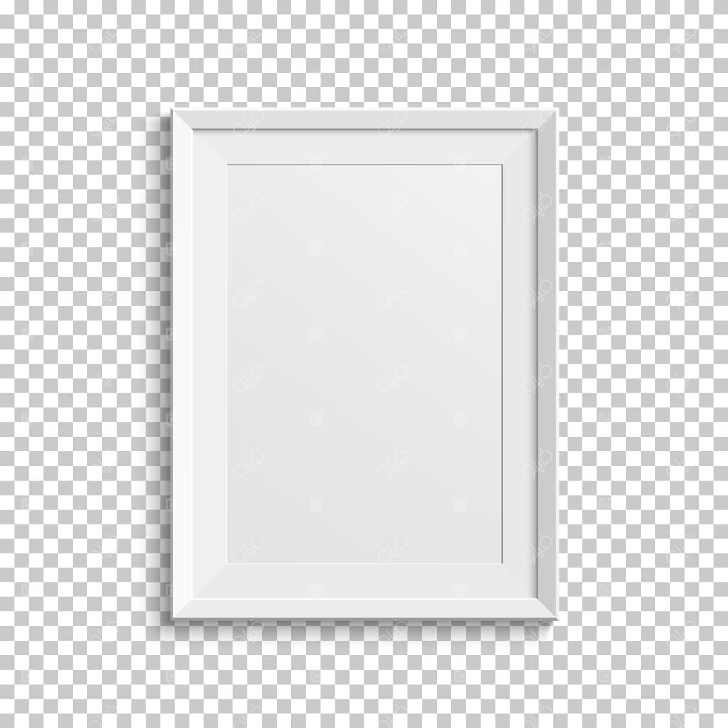 قاب عکس سفید واقعی روی پس‌زمینه شفاف.
