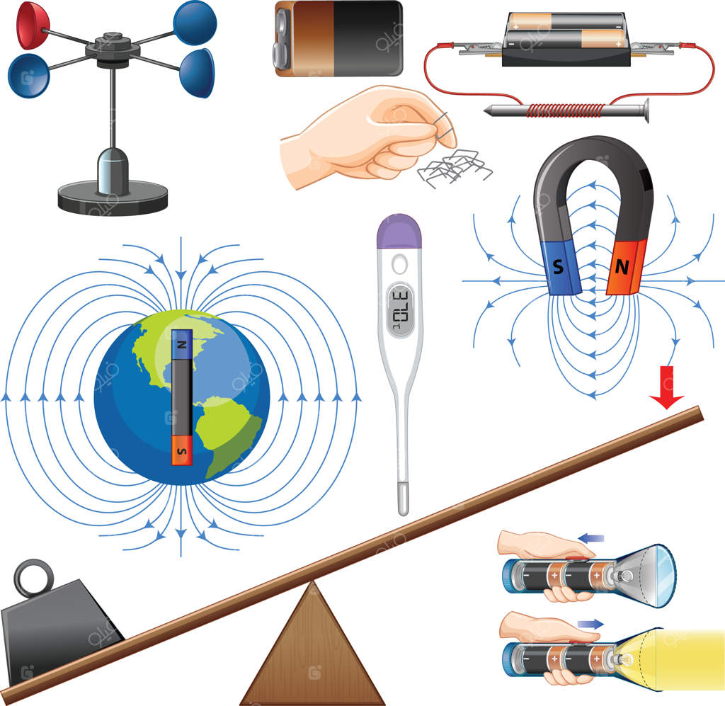 تجهیزات مختلف علمی روی زمینه سفید